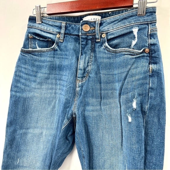 LOFT Woman's Blue Medium Wash Curvy High Waist Skinny Ankle Jeans Size 25 - Picture 2 of 13
